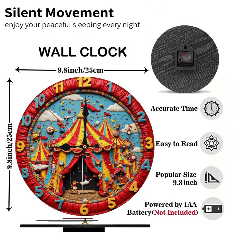 Horloge murale colorée CircusThema