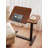 Adjustable Bedside Table Mobile Design, Tilting Tabletop, Side Tray, Sturdy Base, Specifically Crafted For Bedside Use Walnut