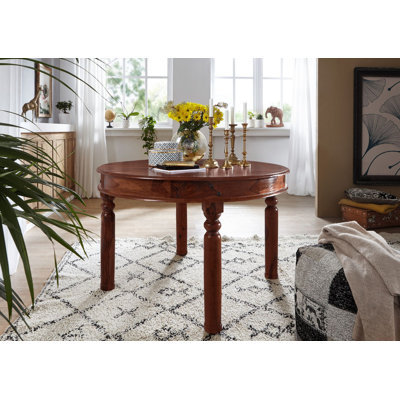 Oxford Acacia Round Wood Top Dining Table