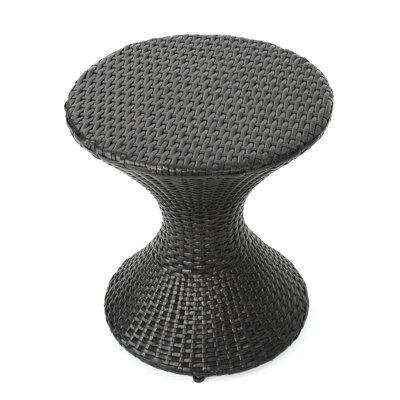 Outdoor 16-Inch Multi-Brown Wicker Hourgla Side Table