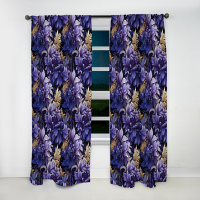 Mystic Purple Damask Whispers - Rideau damassé - Rideau damas obscurcissant - 1 panneaux