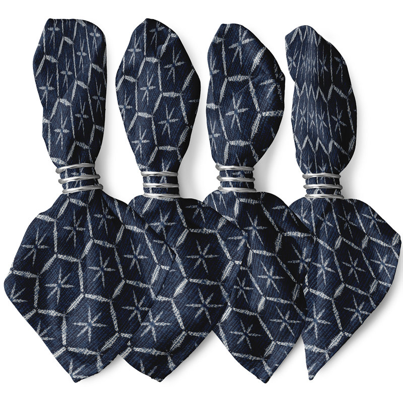 Lassiter Polyester Geometric Square Napkin, Navy Blue