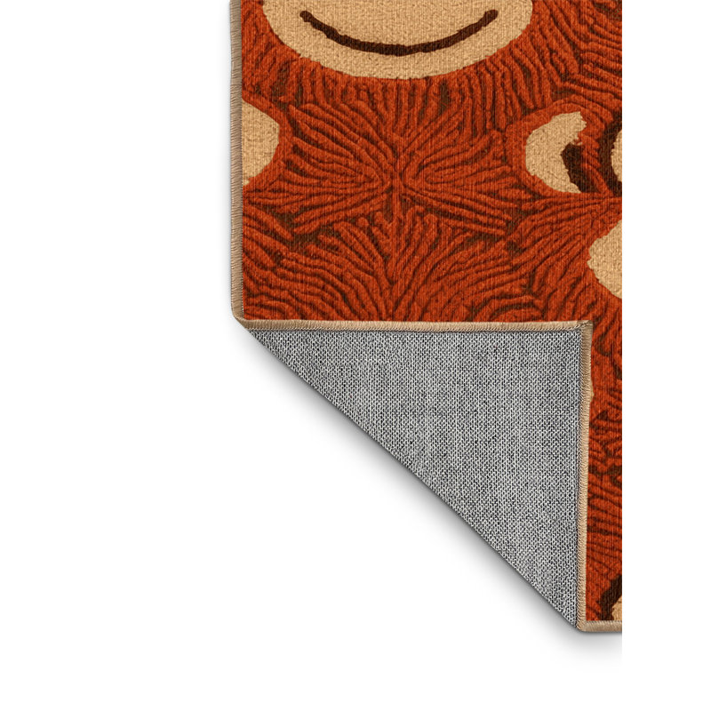 Washable Monkey Orange Fruits Area Rug, Square 3'