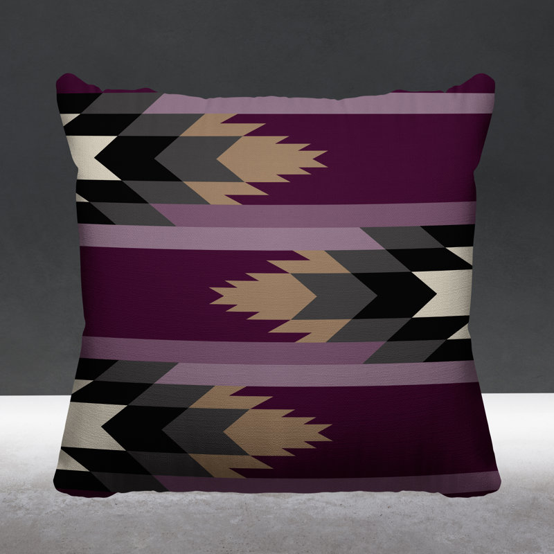 Coussin intérieur / extérieur Lansa Southwestern, L 19 po x H 19 po, Mauve