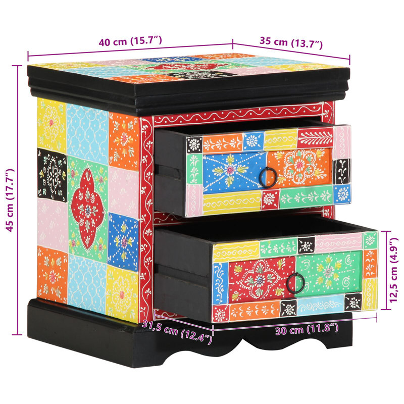 40cm W Solid Wood Bedside Table