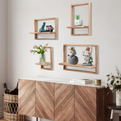 42cm W Solid Wood Wall Mounted Shelving Unit