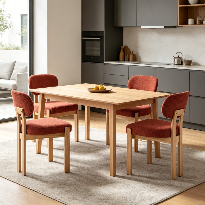 Chaise rembourrée en bois massif Inelda, 4, Dark Orange