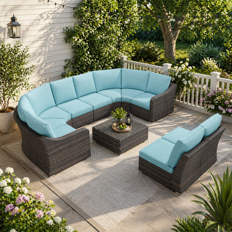  Ensemble de mobilier d'extérieur 10 pièces, 8, Marron foncé