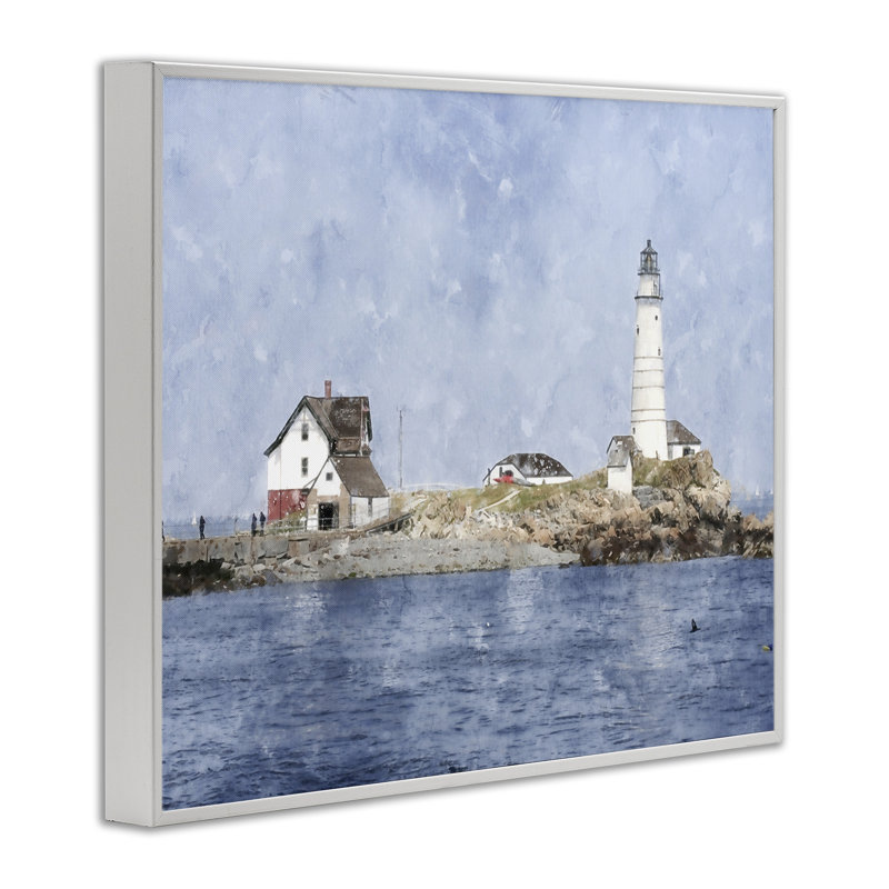Giclée pittoresque de l'île aux phares, conception de Kim Curationa, Encadrement giclée blanc côtier, H 11 po x l 14 po