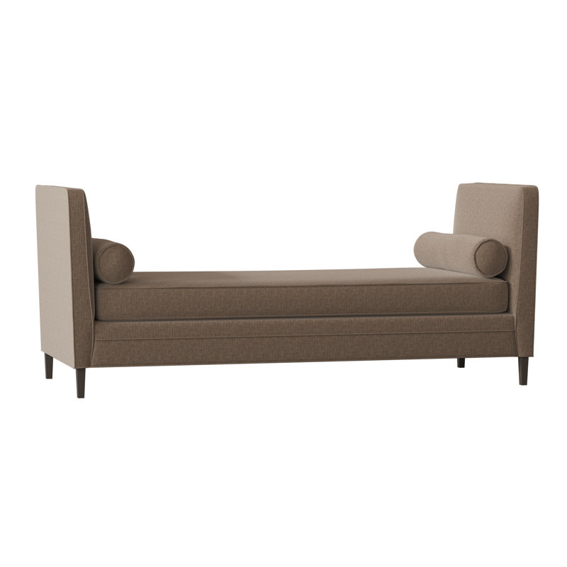 Lydia Upholstered Bench, Highlander Olive, Brown Mahogany