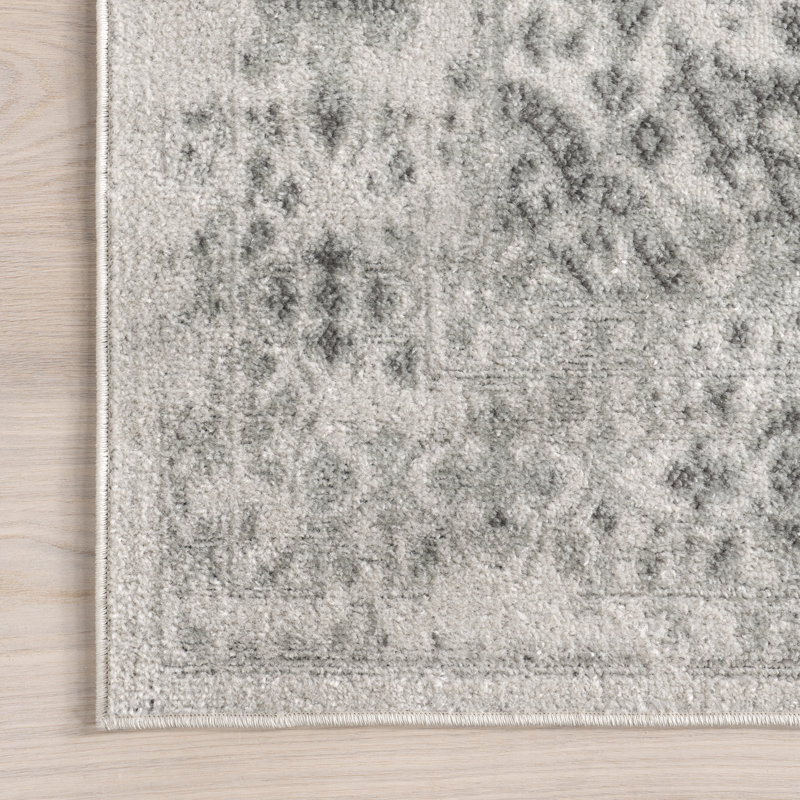 Almirka Medallion Runner Rug Ivory/Grey for Home Decor