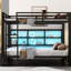 Noir, lit superposé en métal, grand au-dessus de la disposition, DEL à 7 couleurs, grand rangement, lit essentiel dans 6 armoires de rangement, DEL pour la détente en milieu de semaine