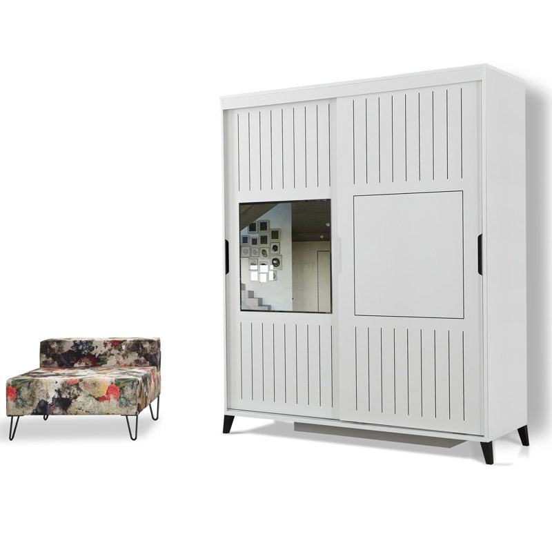 Armoire Suellen, H 85 po x l 63 po x P 23,6 po, Brillant / blanc