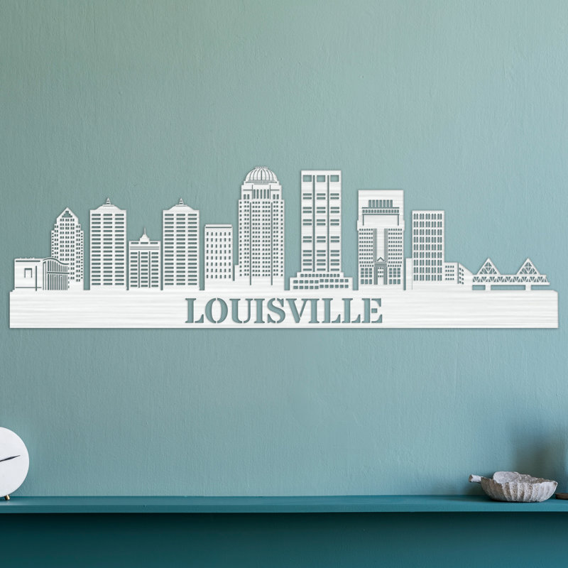Décoration murale Louisville City Skyline, H 14 po x l 46 po x P 0,25 po, Naturel