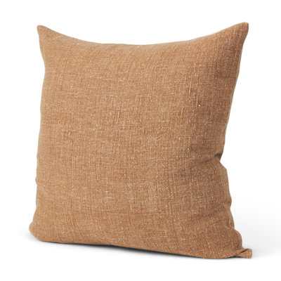 22" Rust Linen Throw Pillow Cover with Texture