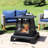 Jarrell 28" Square Wood-Burning Black Finish Steel Pagoda-Style Fire Pit with Poker