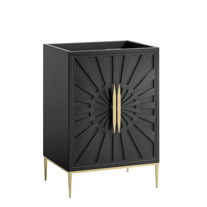 Modway Black and Gold 24" Single Bathroom Vanity Cabinet