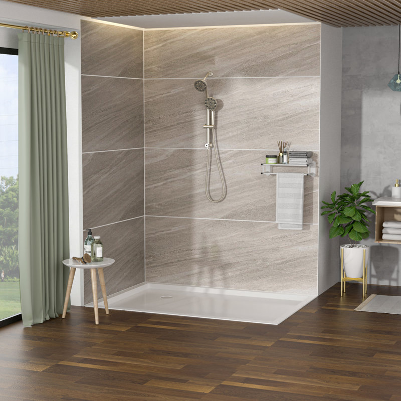 Brushed Nickel Shower With 4.7" Rain Showerhead, 7 Hand Shower, Adjustable Bar & Arm Dual Head In Slide Hose