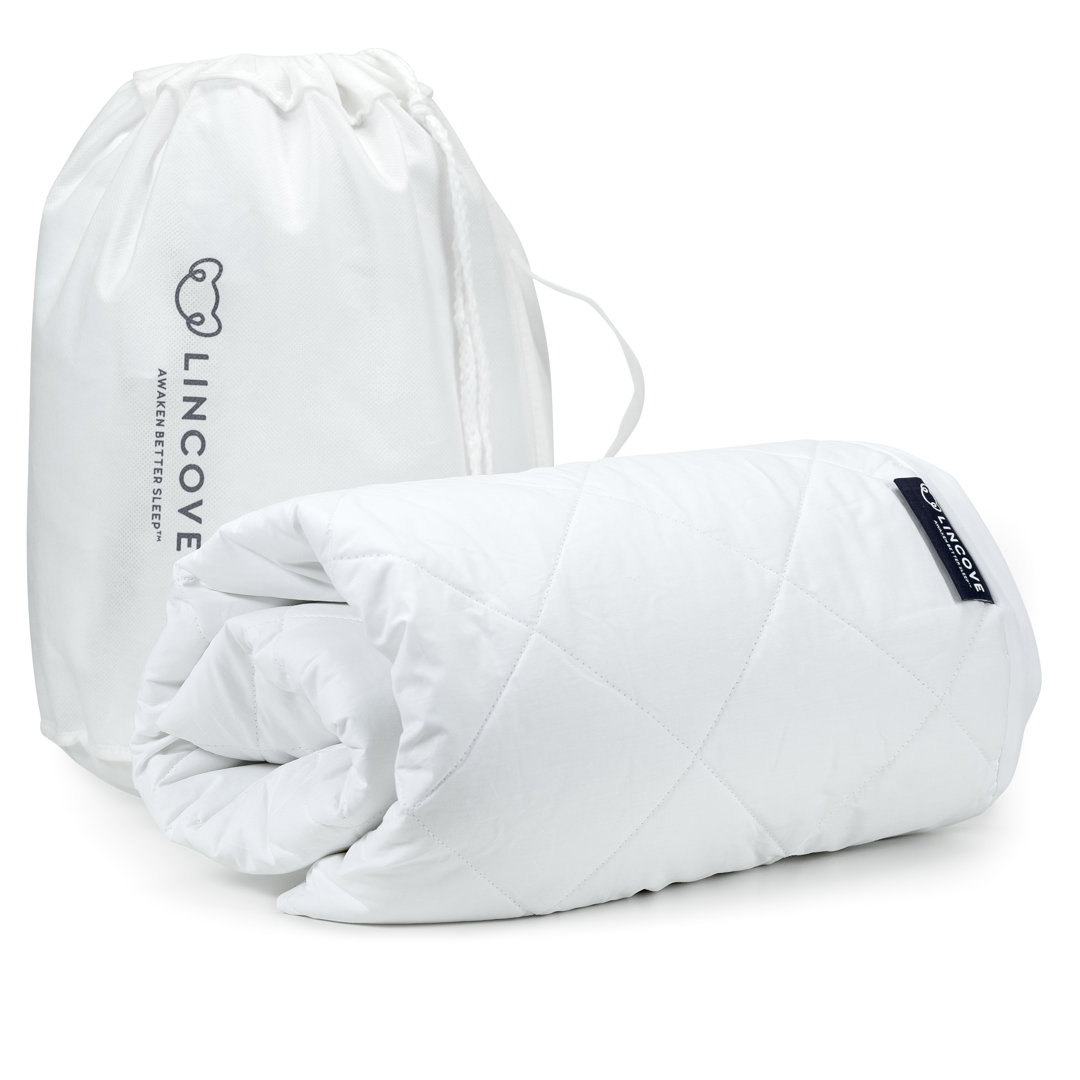 Lincove Quilted Mattress Pad - 100% Cotton Shell, Microfiber Fill, Elastic Fitted Mattress Protector Lincove® Bed 