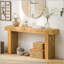 63 Inch Solid Wood Console Table with Rustic Farmhouse Design for Entryways and Hallways, Narrow and Elegant