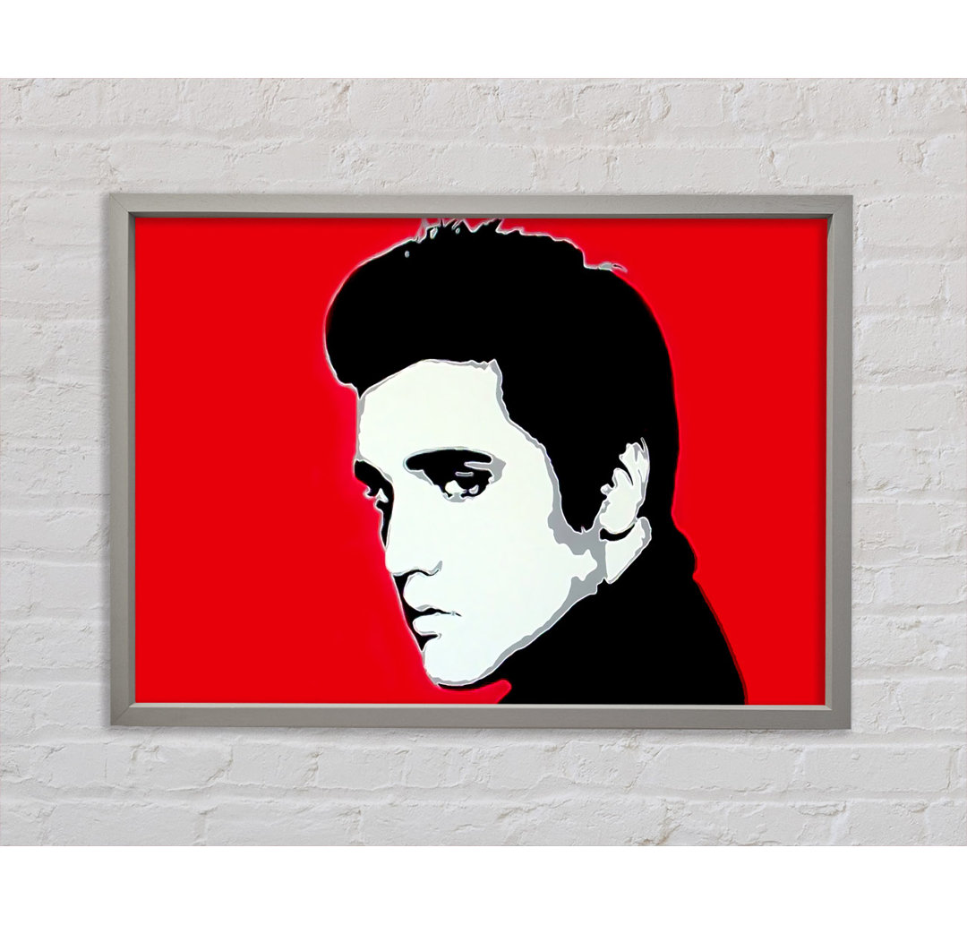 Elvis Portrait Rot - Einzelner Bilderrahmen Kunstdrucke auf Leinwand