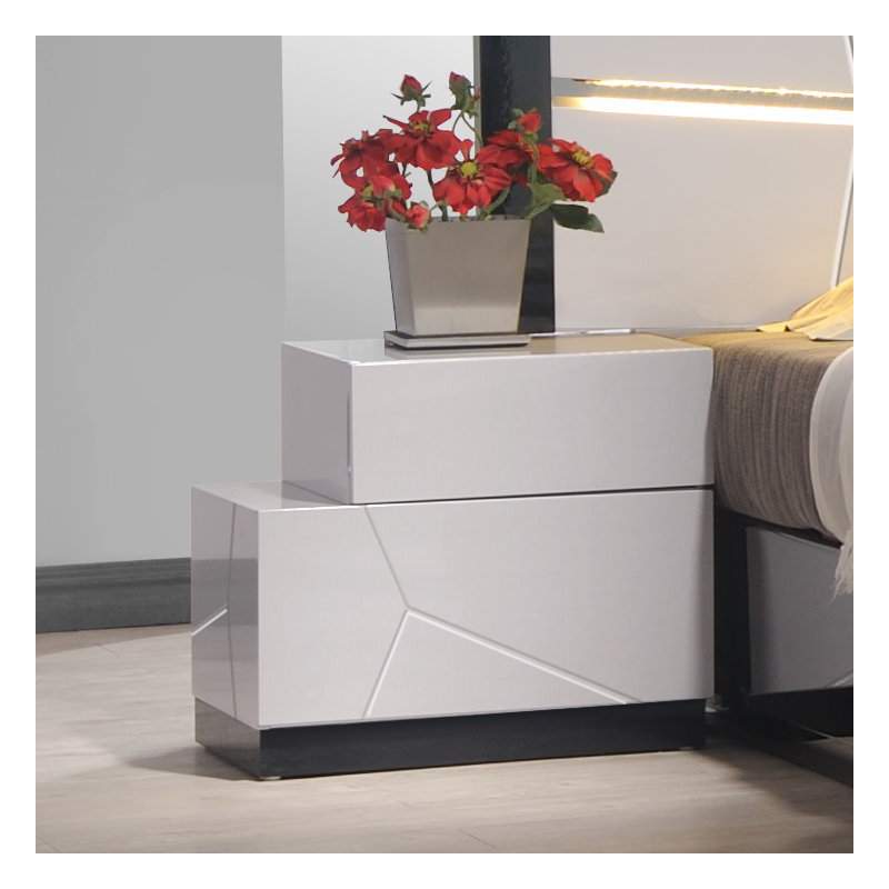 Table de chevet 2 tiroirs Mcguinness en gris clair / noir, Gauche