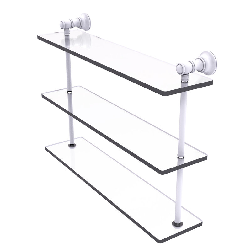 Freyja 3 Piece Glass with Towel Bar, 16" H x 22" W x 5.54" D, Matte White