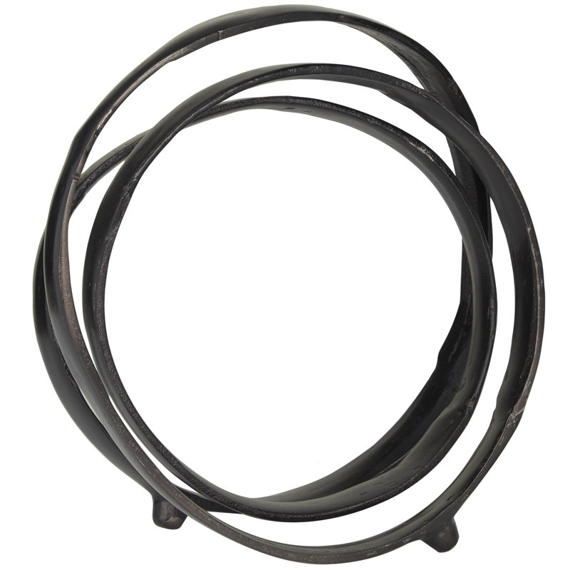 Areeg Black Aluminum Metal Abstract Looped Decorative Sculpture, Black