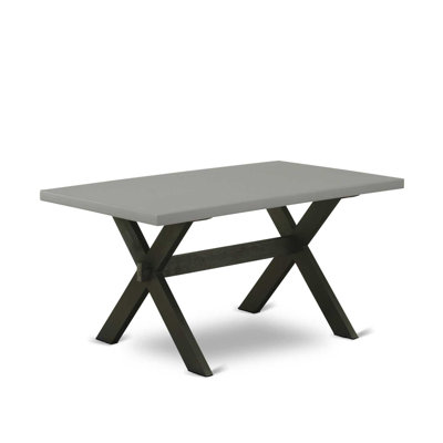 5 Piece Kitchen Table & Chairs Set Includes a Rectangle Dining Room Table with X-Legs and 4 Black Faux Leather Parsons Dining Chairs, Wire brushed Black