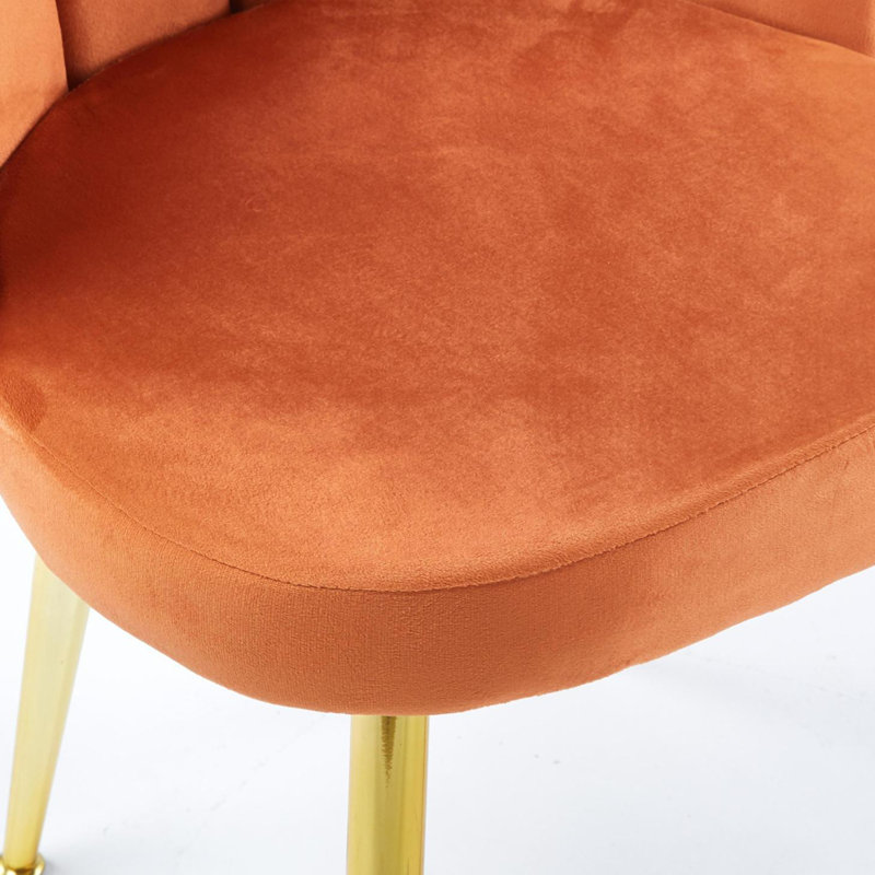 Modern Velvet Dining Chair, Orange