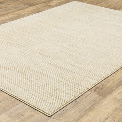 Amot Minimalist Textured Lines Ivory/ Gold Area Rug