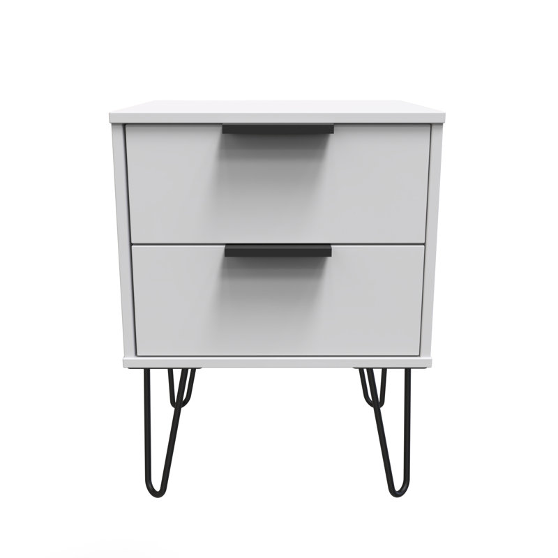 Turah 2 Drawer Bedside Cabinet (Ready Assembled), Grey Matt