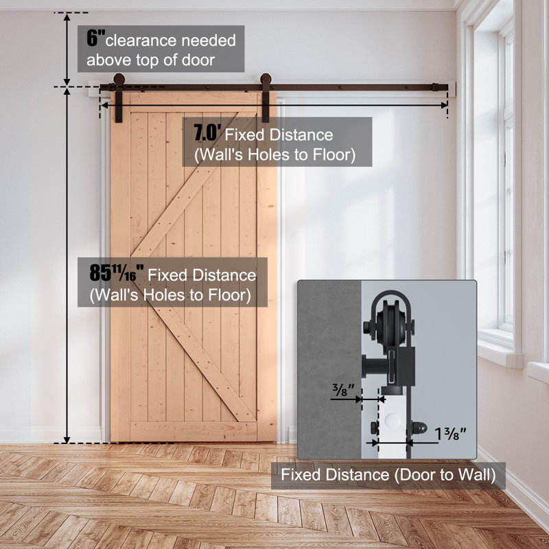 Standard Single Door Barn Hardware Kit (Not Include Door), 72 in.
