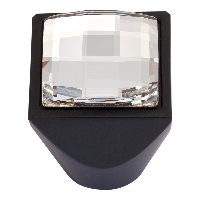 Crystal 1" Length Square Knob, Matte Black
