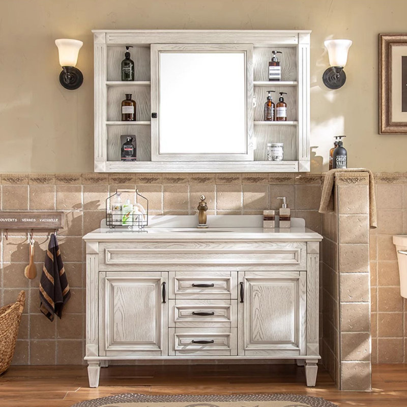 Meuble-lavabo sur pied American Retro, H 31,5 po x l 47,2 po x P 21,7 po, Brun