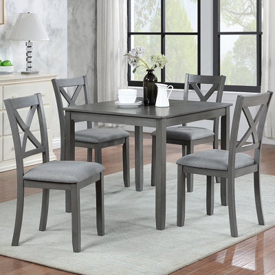 Élégant ensemble de salle à manger moderne 5 pièces avec table carrée et chaises rembourrées, pour les réunions de famille et les salles à manger
