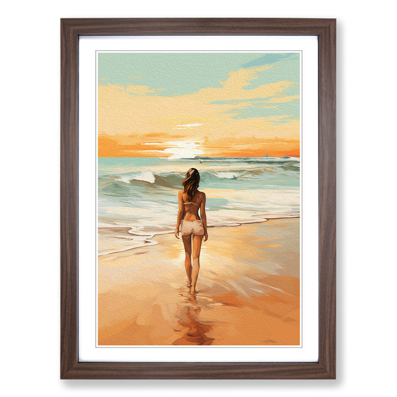Single Picture Frame Print on Wood, Walnut Framed, 46cm H x 34cm W