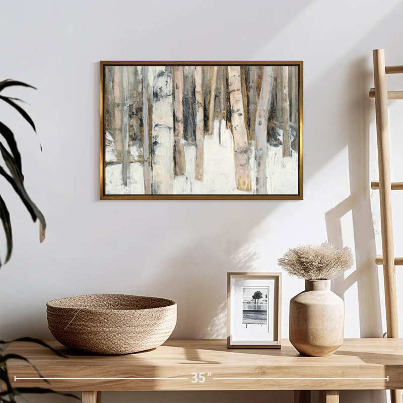 Lumière chaude d'hiver I, Cadre flottant doré, 19 po x 13 po