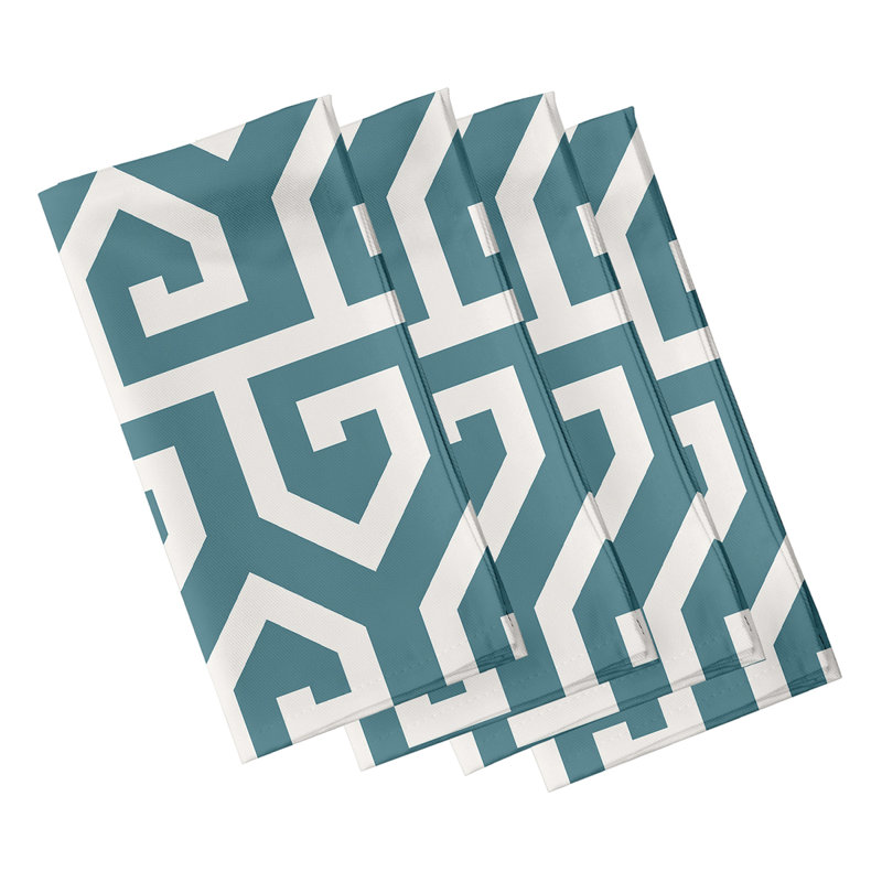 Polyester Geometric Square Napkin, 18" W x 18" L, Teal
