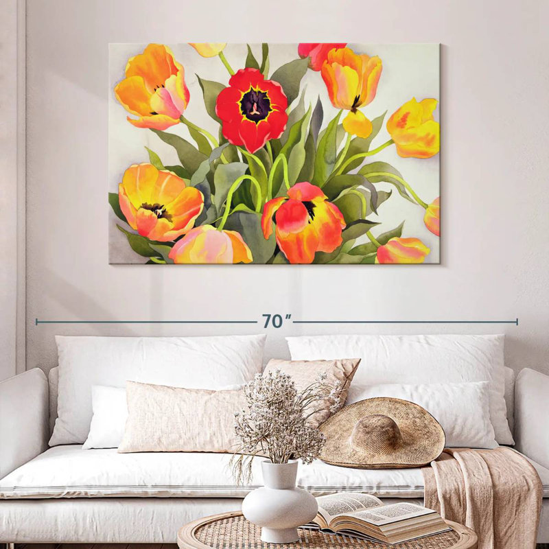 Harnek orange et tulipes rouges