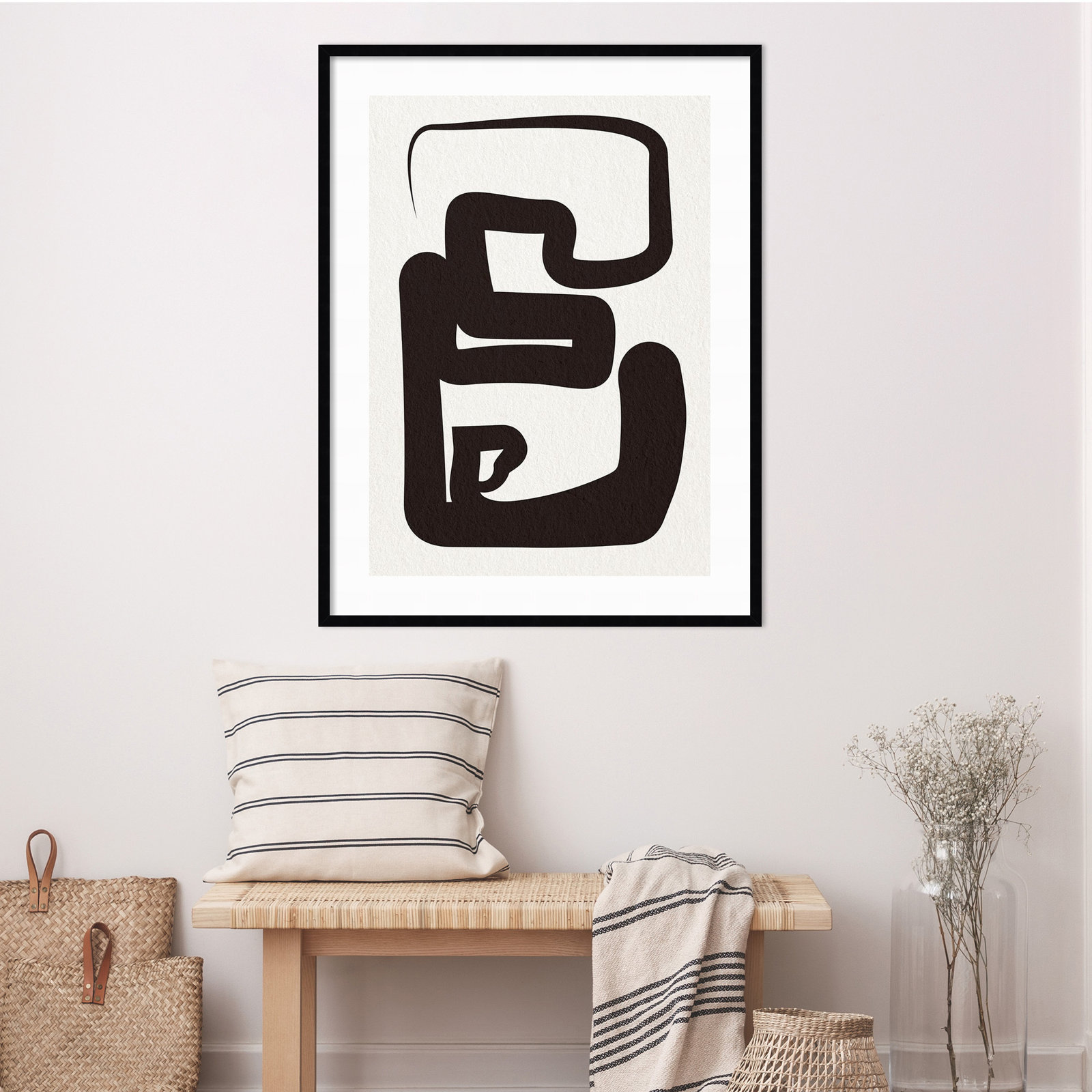 Oneliners-1 by Design Fabrikken, 42.12" H x 32.12" W x 0.88" D, Black Framed Paper
