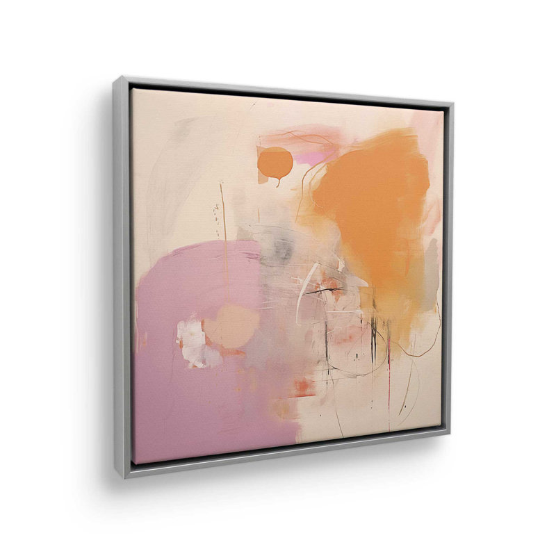 Impression sur toile 12 "x 12" Cotton Candy Delight v1 dans un cadre blanc, Cadre flottant en chrome poli