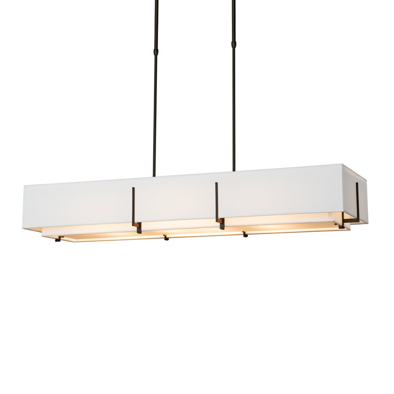 Exos 4 - Light Unique/Statement Linear Pendant, Natural Anna Shade, Oil Rubbed Bronze