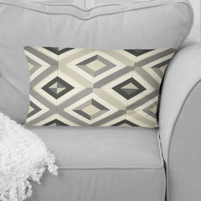 Beige Grey Midcentury Geometry - Midcentury Geometry Lumbar Pillow