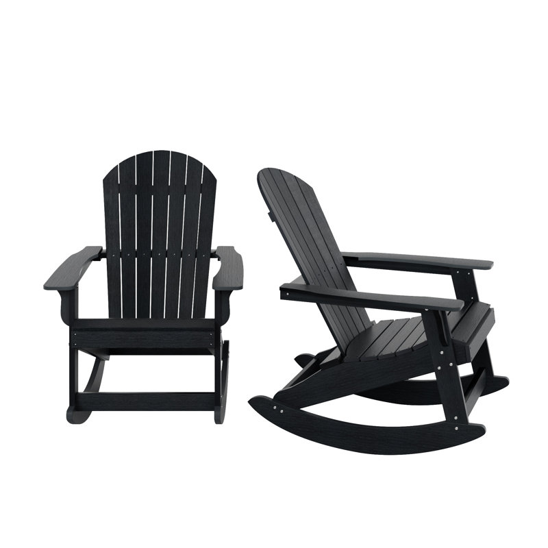 Arrlo Outdoor Adirondack HIPS Rocking Chair, Black