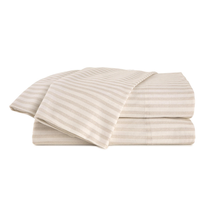 Vellux Noma Jersey Sheet Set, Easy Care Cotton Blend, Geometric Print, Soft Taupe, Queen
