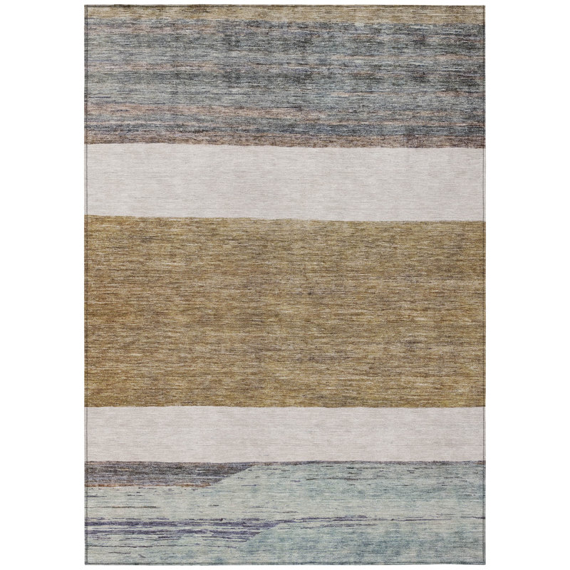 Chantissa Brown Washable Indoor-Outdoor Rug - LOOMLAN, 9' x 12'