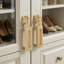 Rectangular Ring Pull Handles For Drawers And Cabinets, Brushed Brass Finish Zinc Alloy Hardware, Modern Hanging Design Furniture Pulls For Dresser Closet And Storage Box