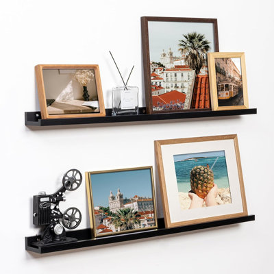 Floating Shelves Set Of 2, Nursery Book Shelves For Toys Storage, Bookshelf Wall Mounted For Wall Decor Books Photo Frames, Black