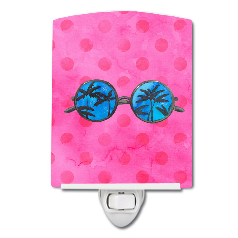 Éclairage pour nuit en céramique polkadot soleil, Rose